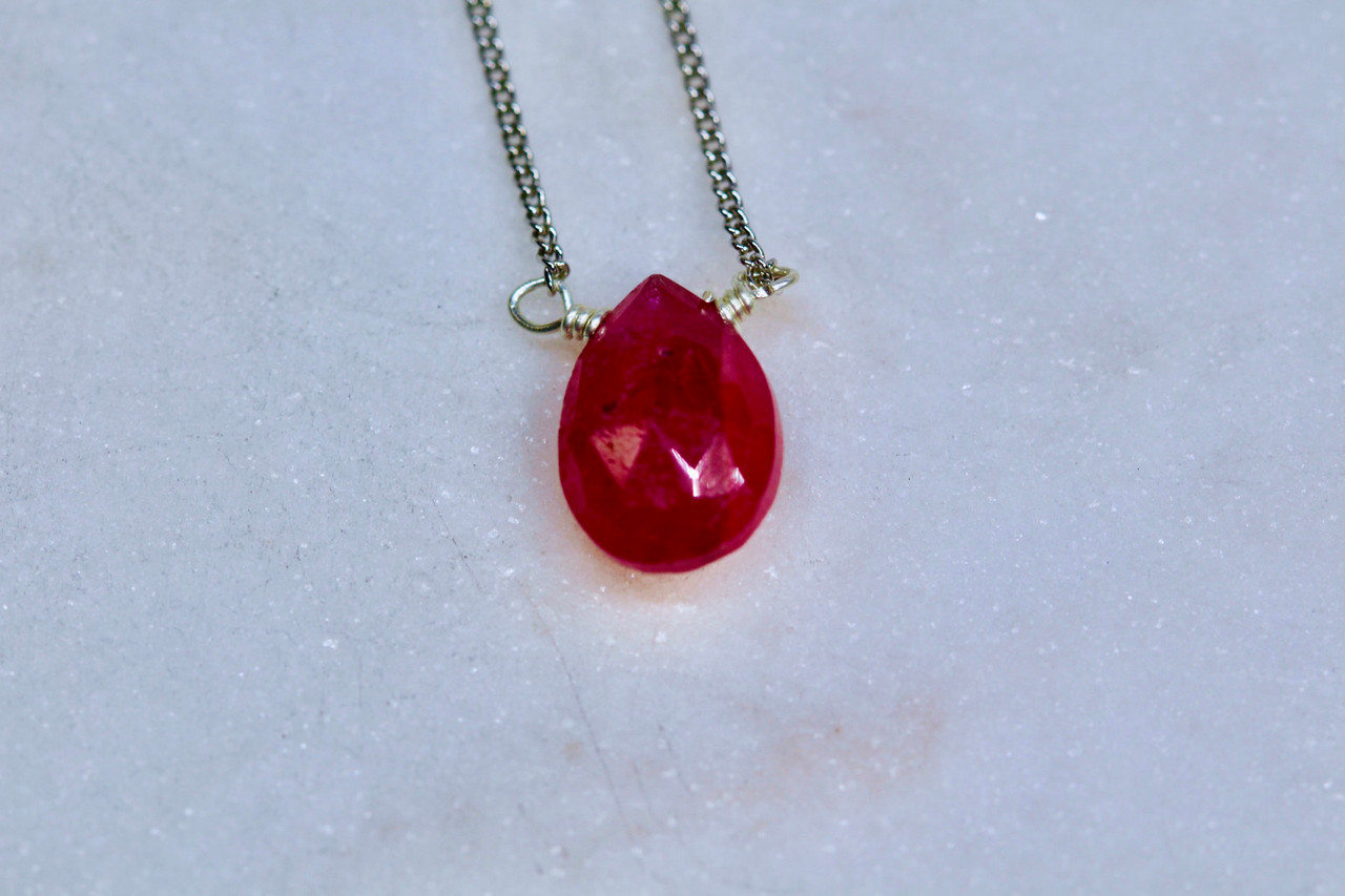 925 Sterling Silver Ruby Necklace, Handmade Red Gemstone Necklace, Ruby,  Dainty Necklace, July Birthstone, Ruby Birthstone