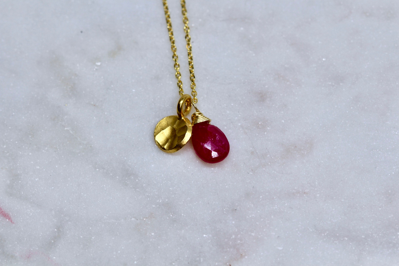 Ruby Necklace, July Birthstone Necklace, Sterling Silver, Round Person –  Susabella