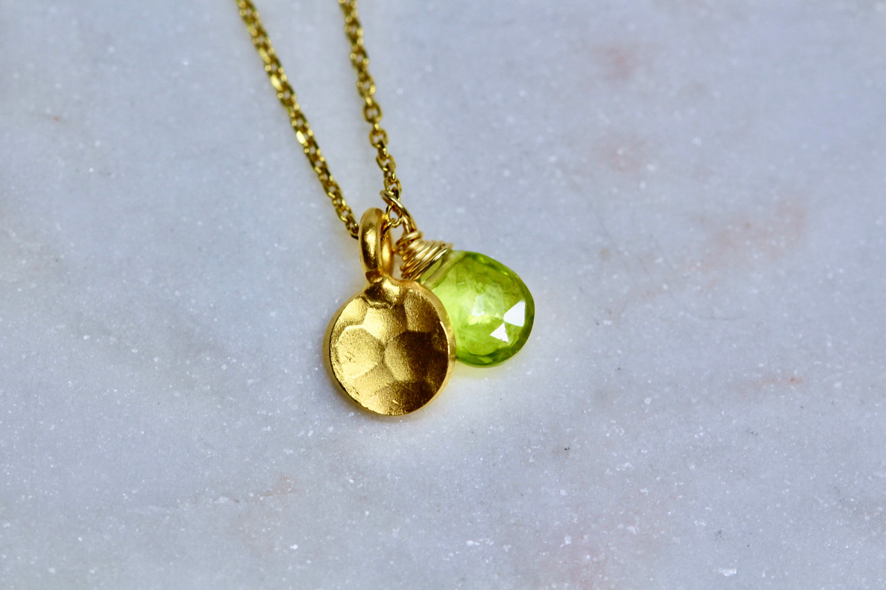 Peridot Necklace in 14Kt Yellow Gold - Morgan's Treasure