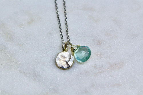 Raw Aquamarine Necklace, March Birthstone Necklace, Throat Chakra Crystal  Rough Gemstone, Boho Style