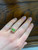 One Of A Kind Horizontal Diamond Peridot Engagement Ring,  14K Yellow Gold Diamond & Peridot Cocktail Ring