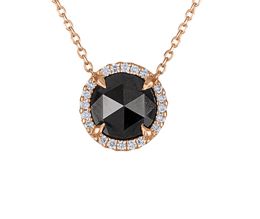 18ct Rose Gold Halo Necklace with Two Carat Black Diamond - Womens from  Avanti of Ashbourne Ltd UK