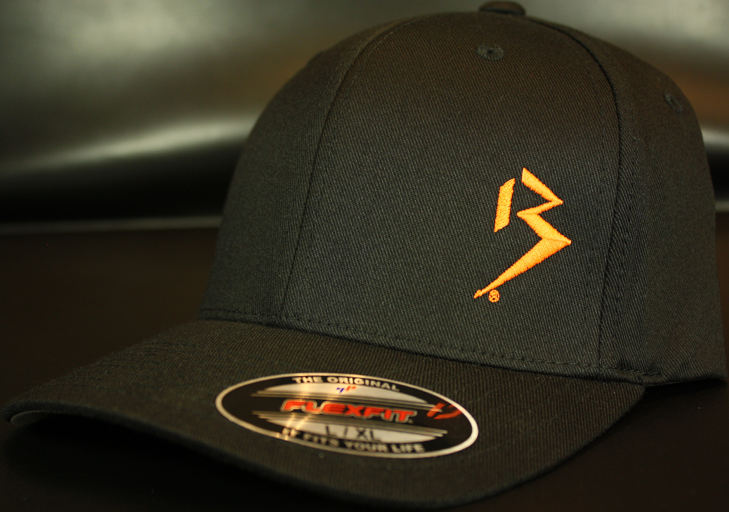 B emblem Black with Orange B curve bill 