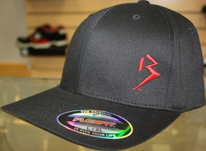 Original B emblem Black with Red B curve bill Flexfit hat SKU # 0281-0106