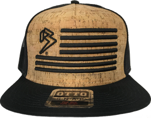 B FLAG 5 Panel Snapback Flatbill BLACK/CORK