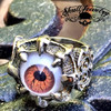BROWN 'Evil Eye' Gothic Skull Dragon Claw Black Evil Eye Biker Ring