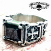 Return of the "Gypsy Queen" Faceted Rectangle Onyx Gem Stainless Steel Ring with Crosses (#346)