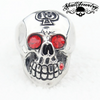 'Hot Blooded ' Lucky 13 Skull Ring w/Red Eyes