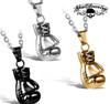 Boxing Gloves Pendant; Stainless, Black or Gold