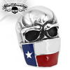 TEXAS Flag Infidel Skull Ring