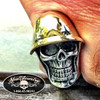 The 'Destroyer' Golden Helmet w/Bullet Holes Skull Ring (#507)