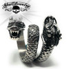 big bold and solid back double dragon ring