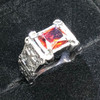 RED "Gypsy Queen" Faceted Rectangle Stainless Steel Ring with Crosses (346RED)