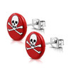 Bright Red Skull Crossbones Earrings (c087)