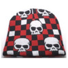 Red Checkered Skull Beanie (#beanie022)