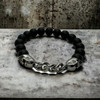 Skull Bracelet with Black Beads