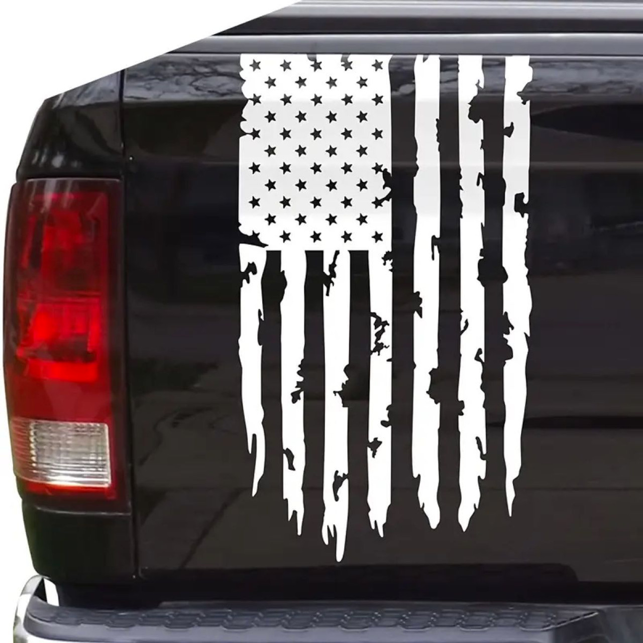 White Distressed American Flag Decal (#m0036) - SkullJewelry.com