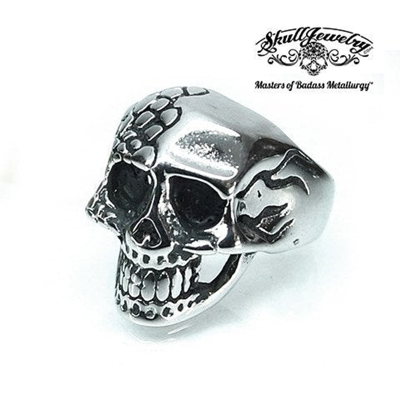 Fade Away Two-Face Skull Ring With Scales (4306)