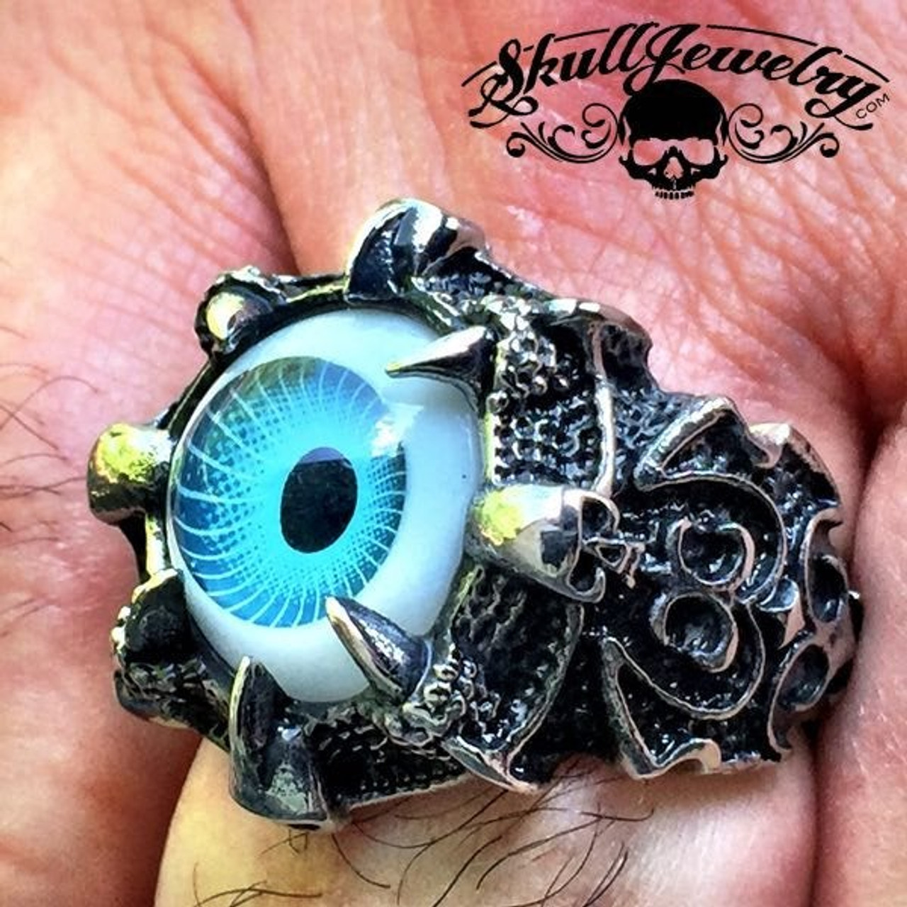 Diamond Skull Ring Silver Gothic Skull Engagement Ring For Women
