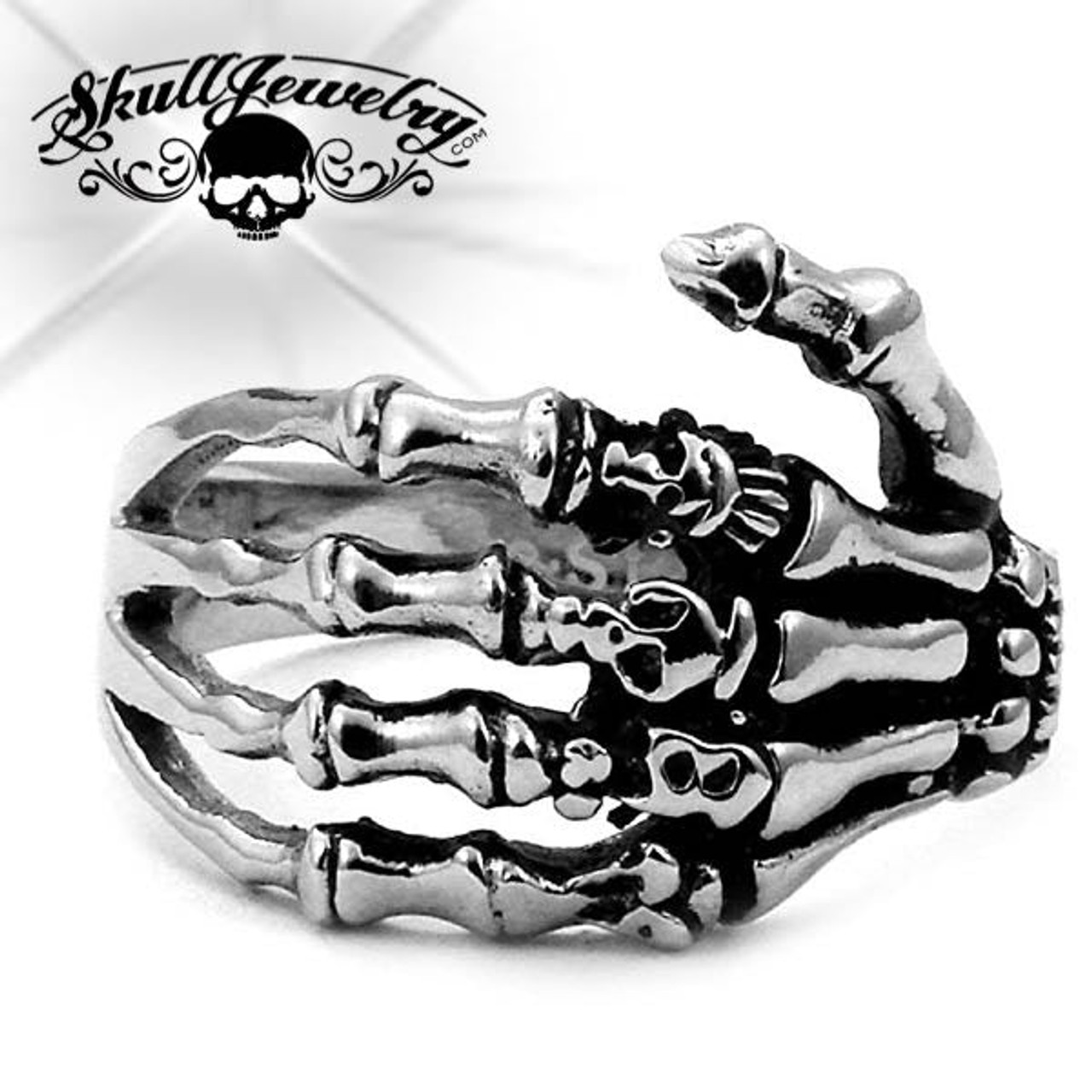 Sterling Silver Skeleton Hand Ring by AlphaVariable