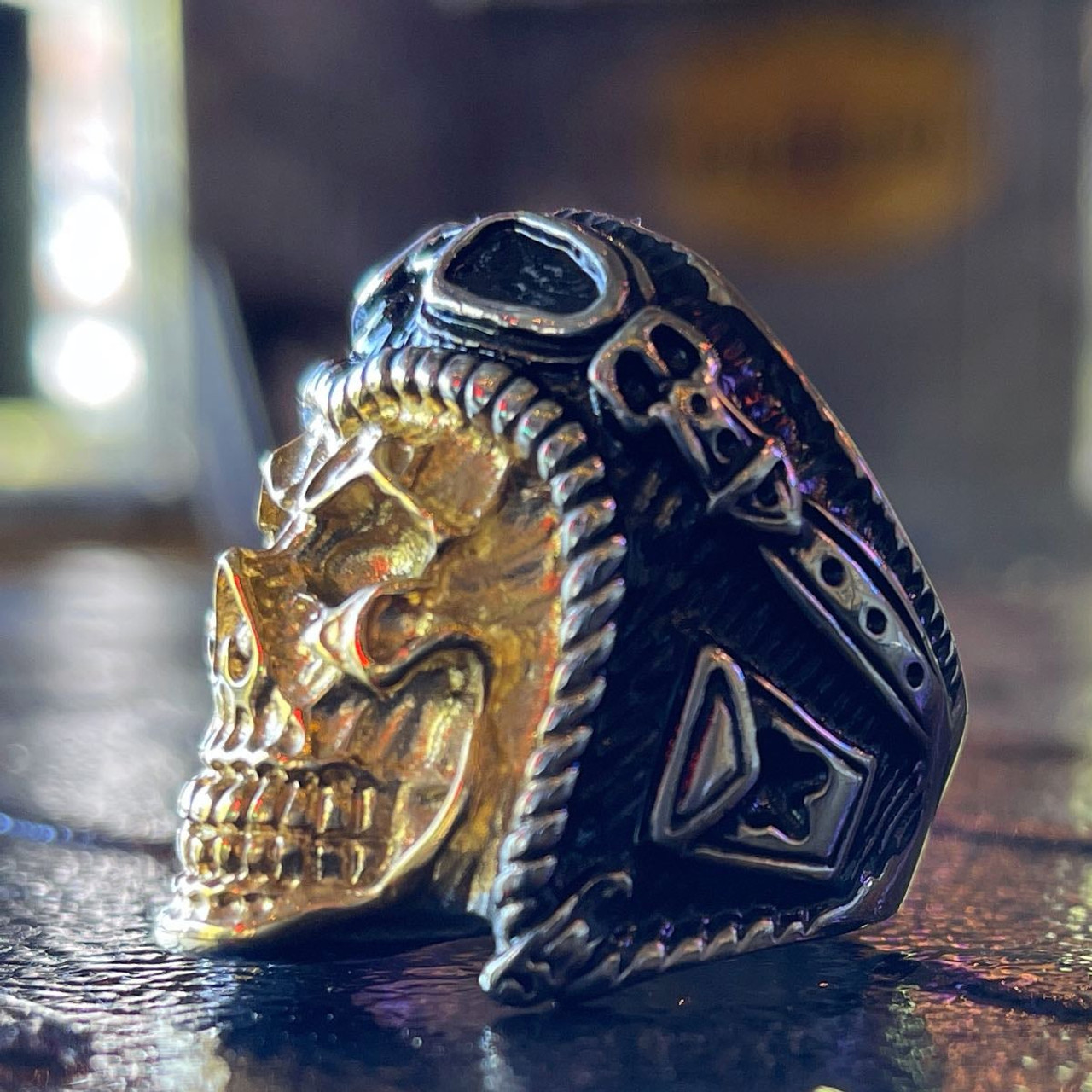Amazon.com: Skull Rings For Men Rock Punk Unisex Crystal Black/Gold Color  Biker Ring Male Fashion Skull Jewelry : Clothing, Shoes & Jewelry