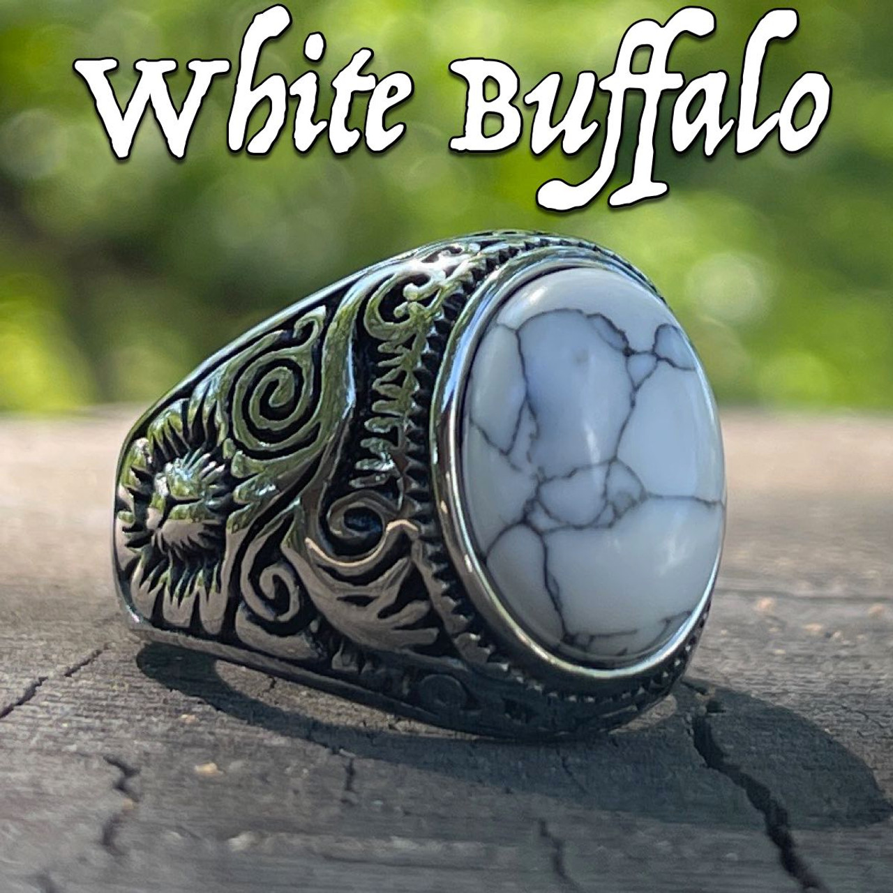 White Buffalo' Stainless Steel Ring