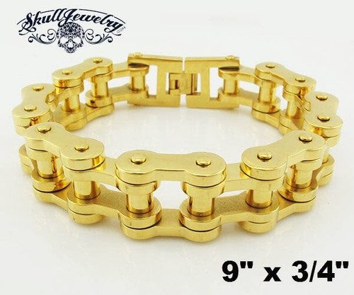 gold motorcycle chain bracelet