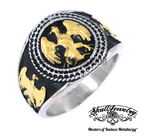 gold masonic ring with eagles