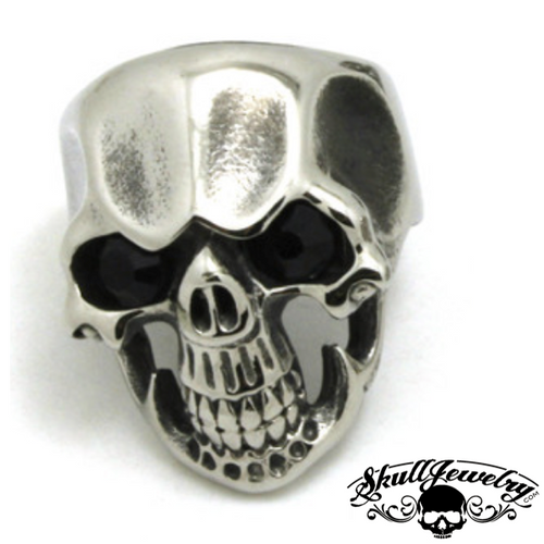 'Black Friday' Skull Ring with Black Gem Stone Eyes