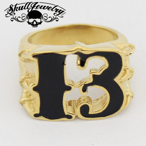 Lucky 13 Dragon Claw Stainless Steel & Gold Biker Ring