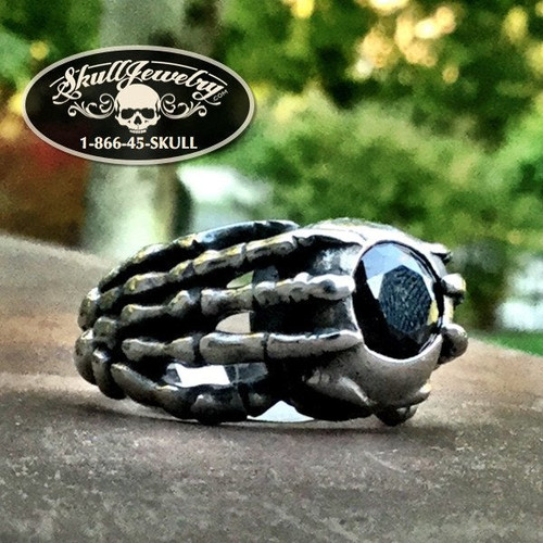 'Black Water' Claw & Skull Black Gemstone Ring
