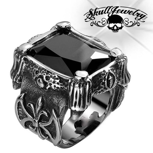 'Blood Templars' Black Gemstone Ring