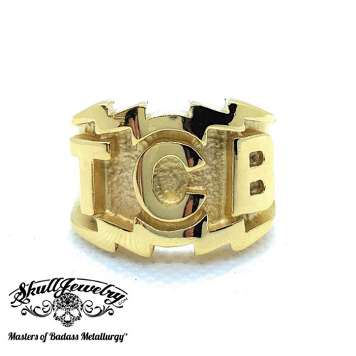 Gold-Tone 'TCB' Elvis Presley Ring (#424Gold)
