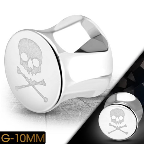 Skull & Crossbones Double Flared Screw Fit Ear Plug Flesh Stretcher Tunnel Expander