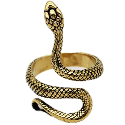 'Snake Charmer' Skull Ring - gold tone