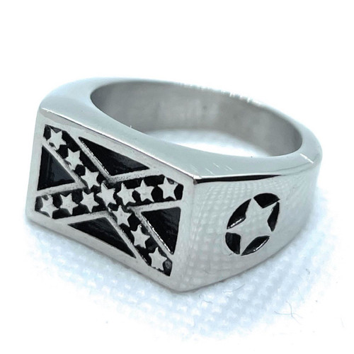 confederate states of america ring - black and steel