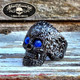 'Homesick Blues' Vintage Flower Skull Ring w/Blue Eyes
