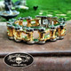 8-1/2" x 3/4" Gold-Tone/Stainless Steel Motorcycle Bracelet