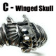 c108 - C - winged skull bangle bracelet