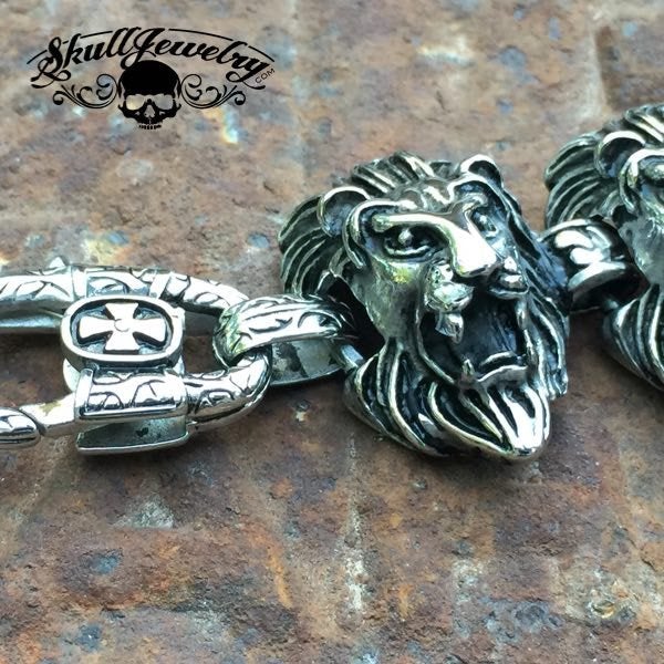 Sterling Silver Biker Lion Head Wallet Chain