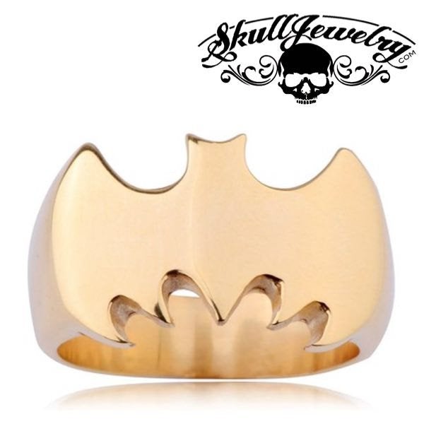 GOLD 'Batman' Stainless Steel Ring (432) - SkullJewelry.com