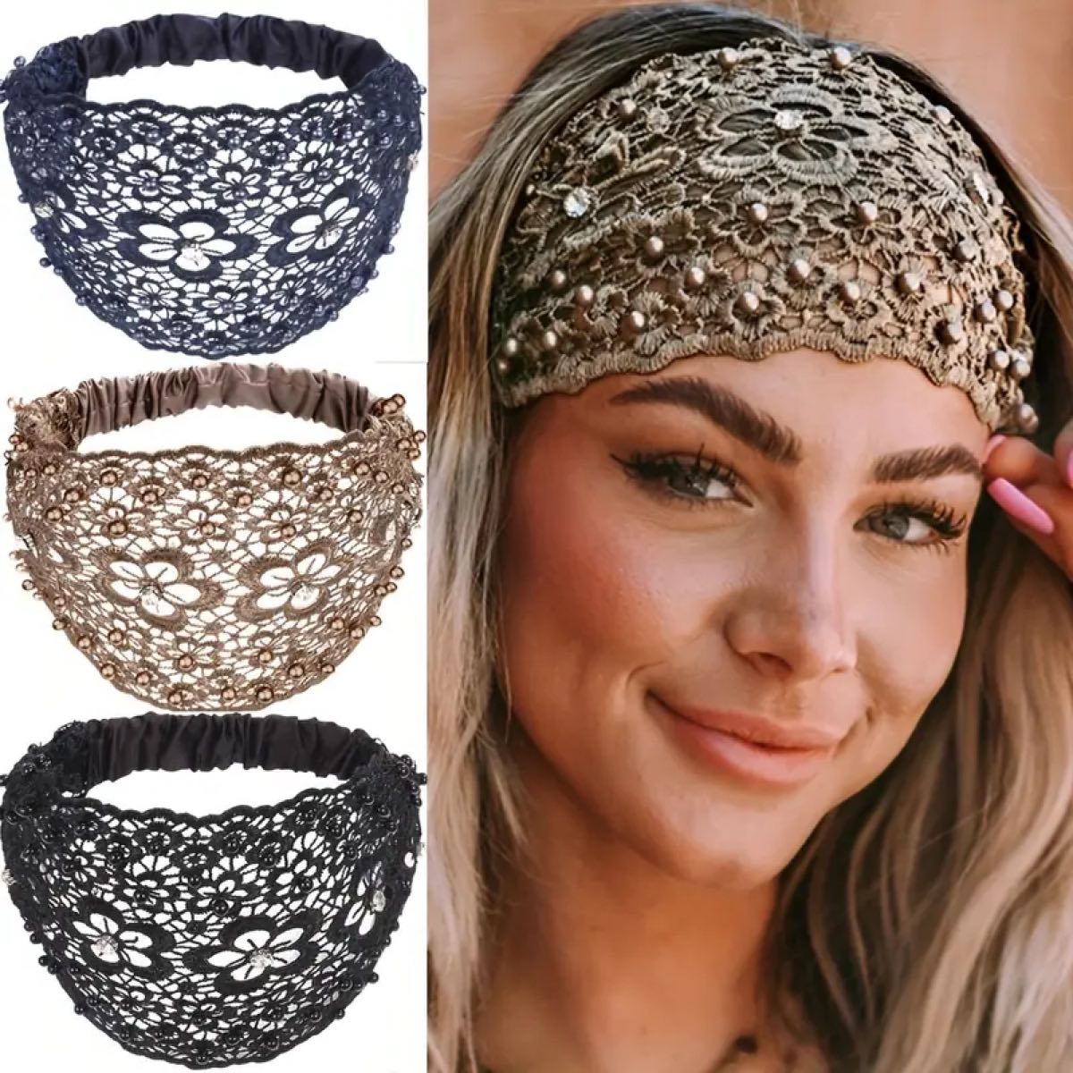 V114C Janis Bohemian Lace Headband Veil – Renegade Bridal & Dye Lab