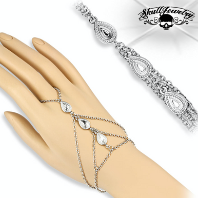 Triple Tear Drop Charms Slave Chain Bracelet (m0012) - SkullJewelry.com