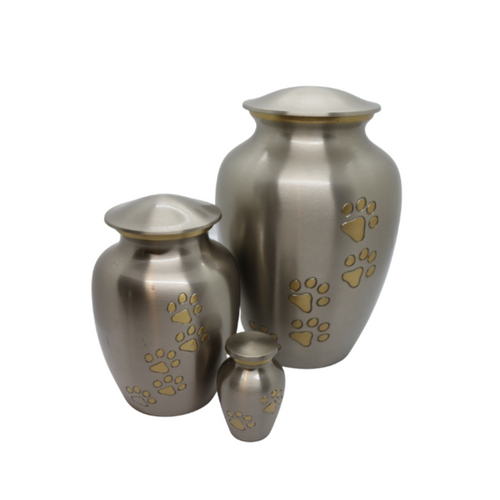 Gold Pawprint Pewter Urn