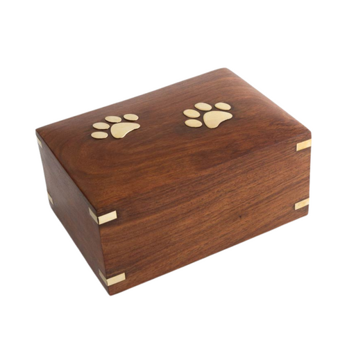 Brass Paws Timber Urn
