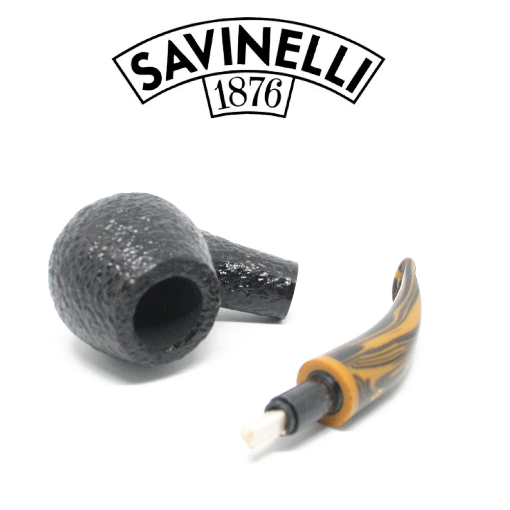 Savinelli - Tigre 645 - Rusticated Black - 6mm Filter Pipe - GQ