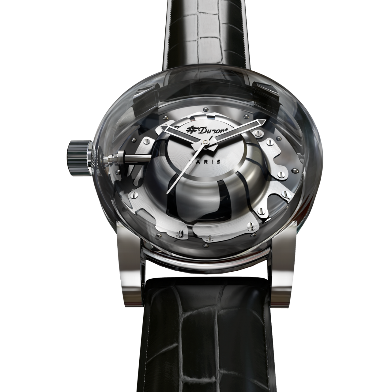 ST Dupont - Be Bold Hyperdome Watch - Black Leather Croc Strap