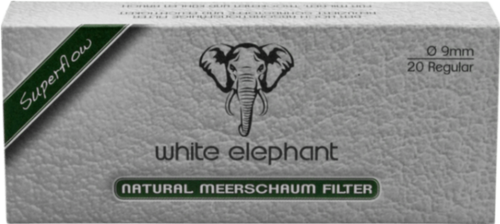 White Elephant - Natural Meerschaum Filters 9mm - 20 Pack