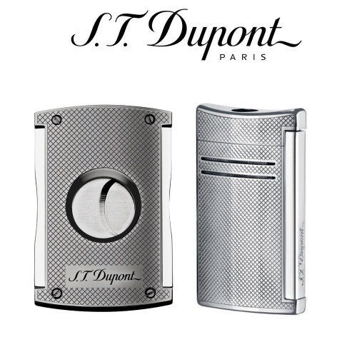 ST Dupont - Maxijet & Cigar Cutter Gift Set - Chrome Grid