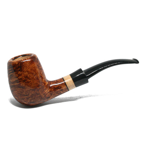 LCS Briars - 3 Star - Semi Bent Billiard Smooth  - 9mm Filter Pipe #754